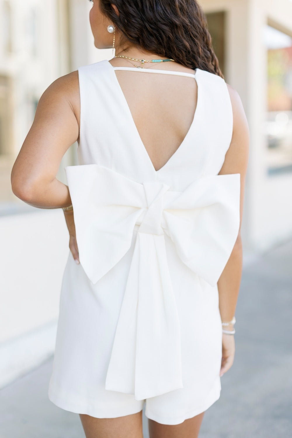 Susie Square Neck Bow Back Romper