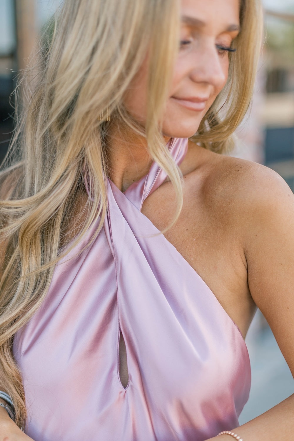 Gia Mauve Satin Midi Dress