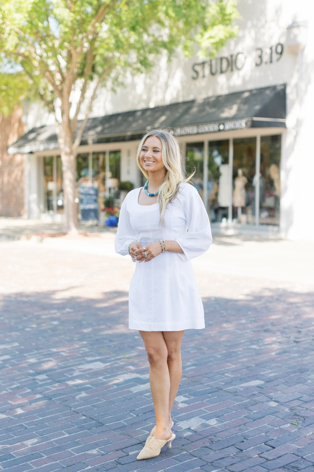 Linley White Linen Midi Dress