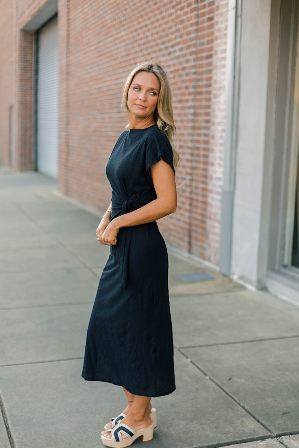Terrie Black Crewneck Tee Midi Dress