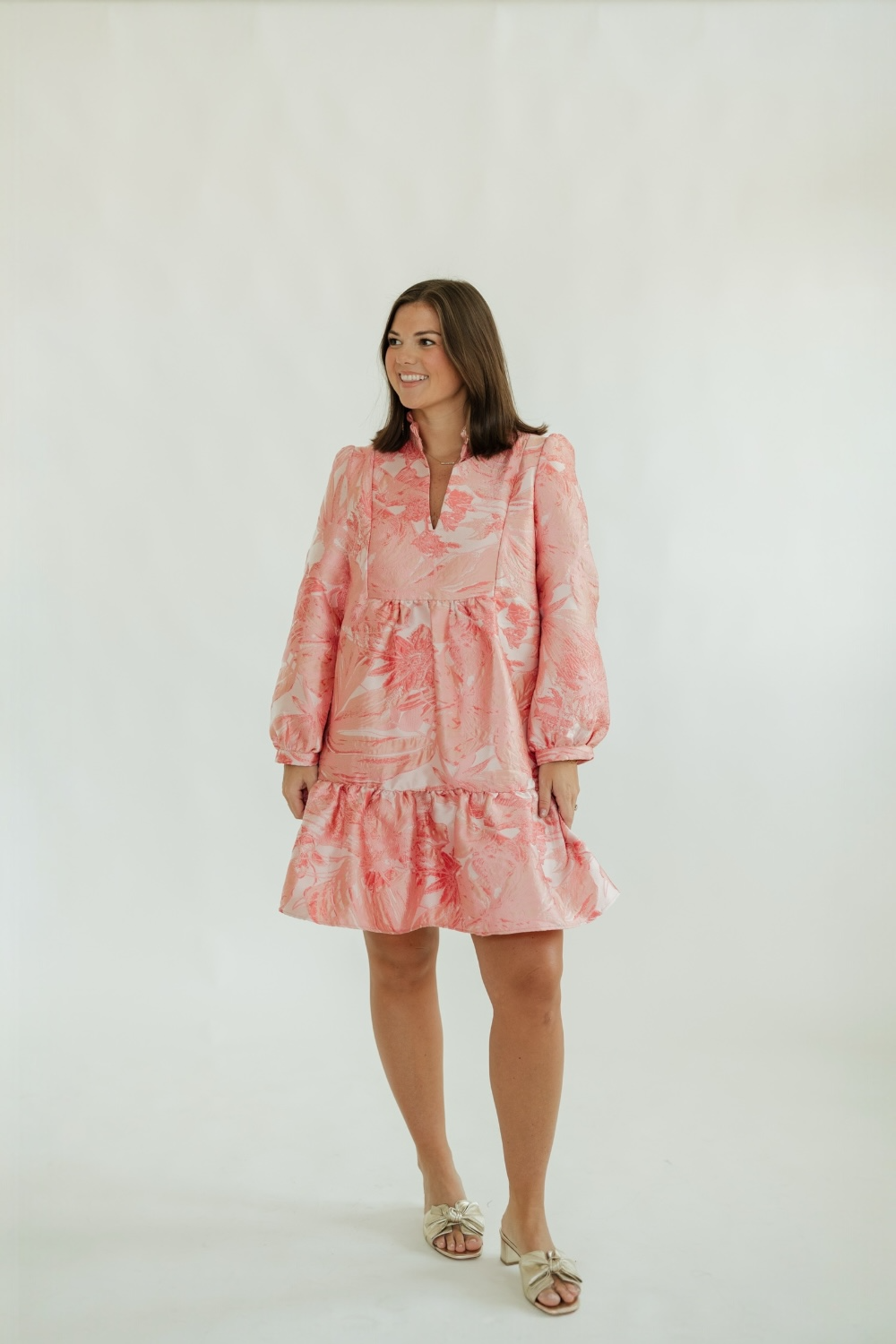 Claire Pink Jacquard Mini Dress