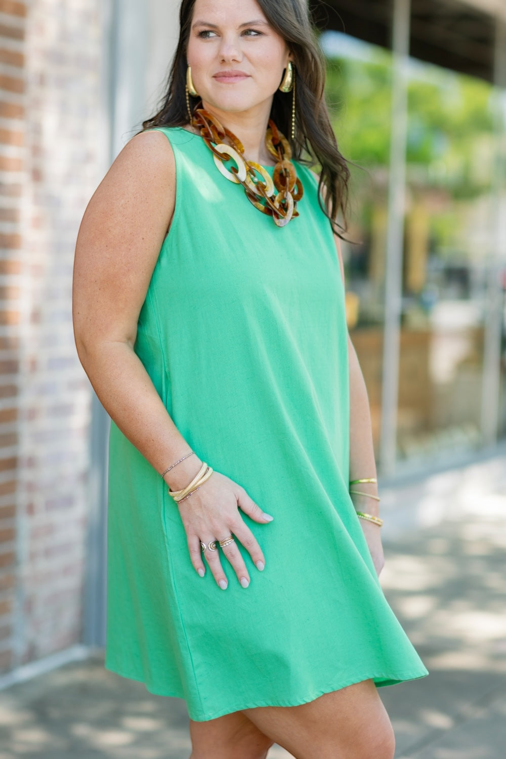 Kelly Green Cotton Dress (XS-XL)