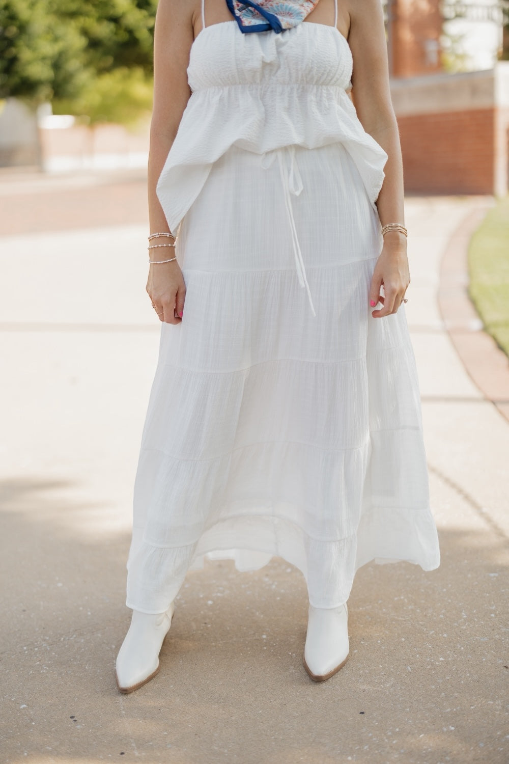 Imogen Ivory Tiered Maxi Skirt