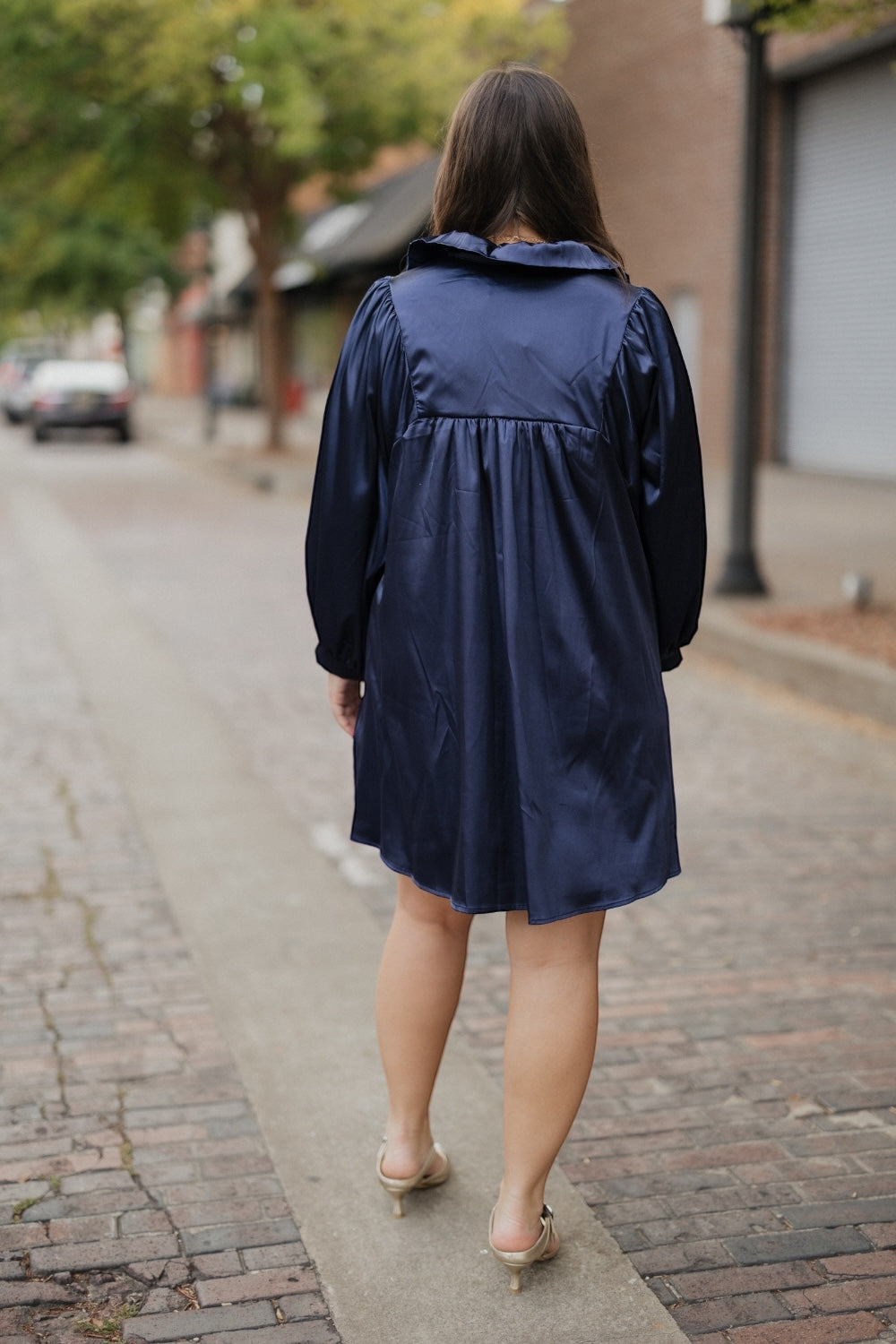 Savannah Navy Ruffle Collar Dress (S-3XL)