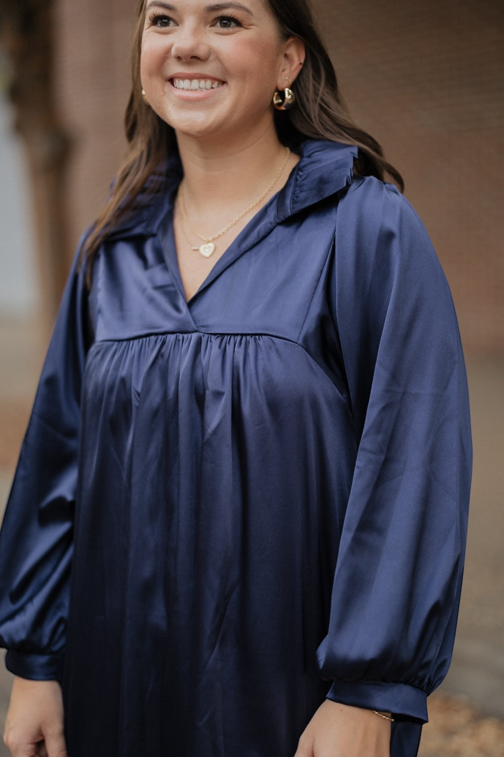 Savannah Navy Ruffle Collar Dress (S-3XL)
