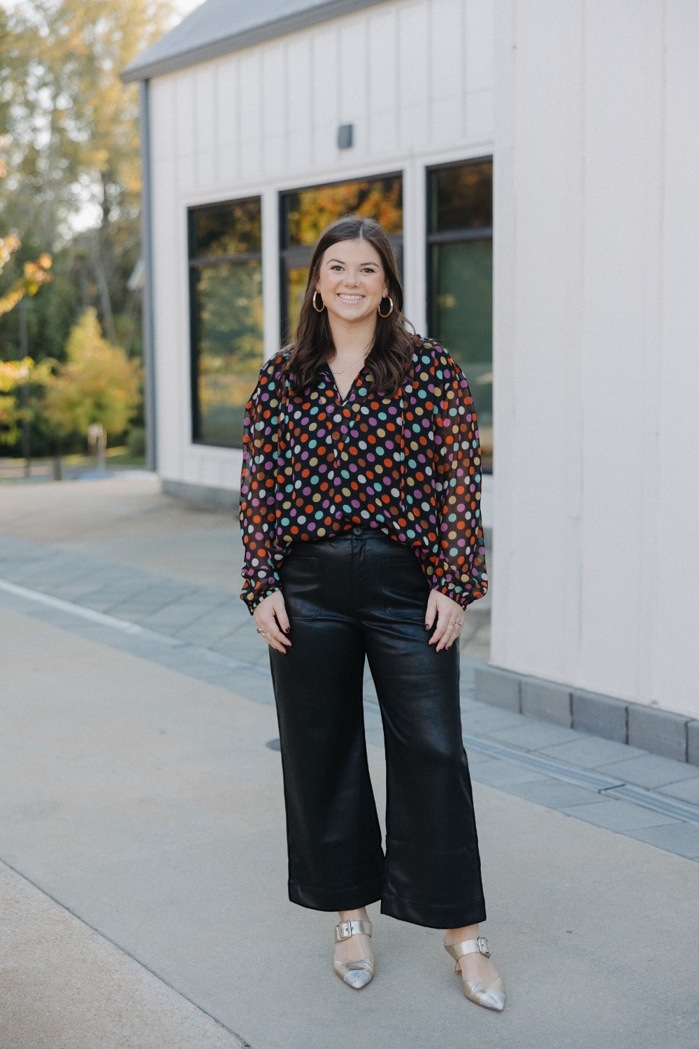 Multicolor Polka Dot Print Top