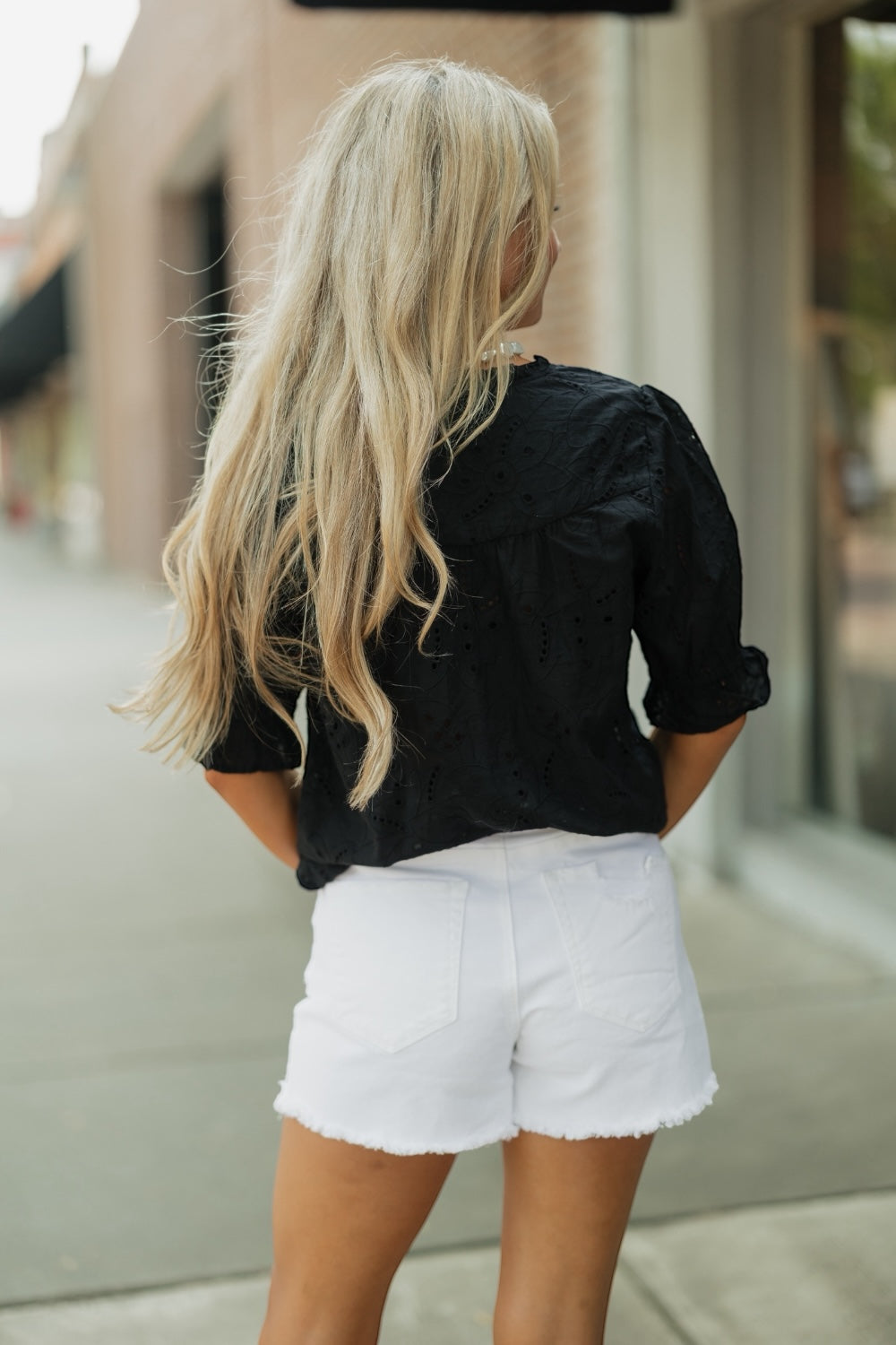 Ella Black Eyelet Summer Cotton Top