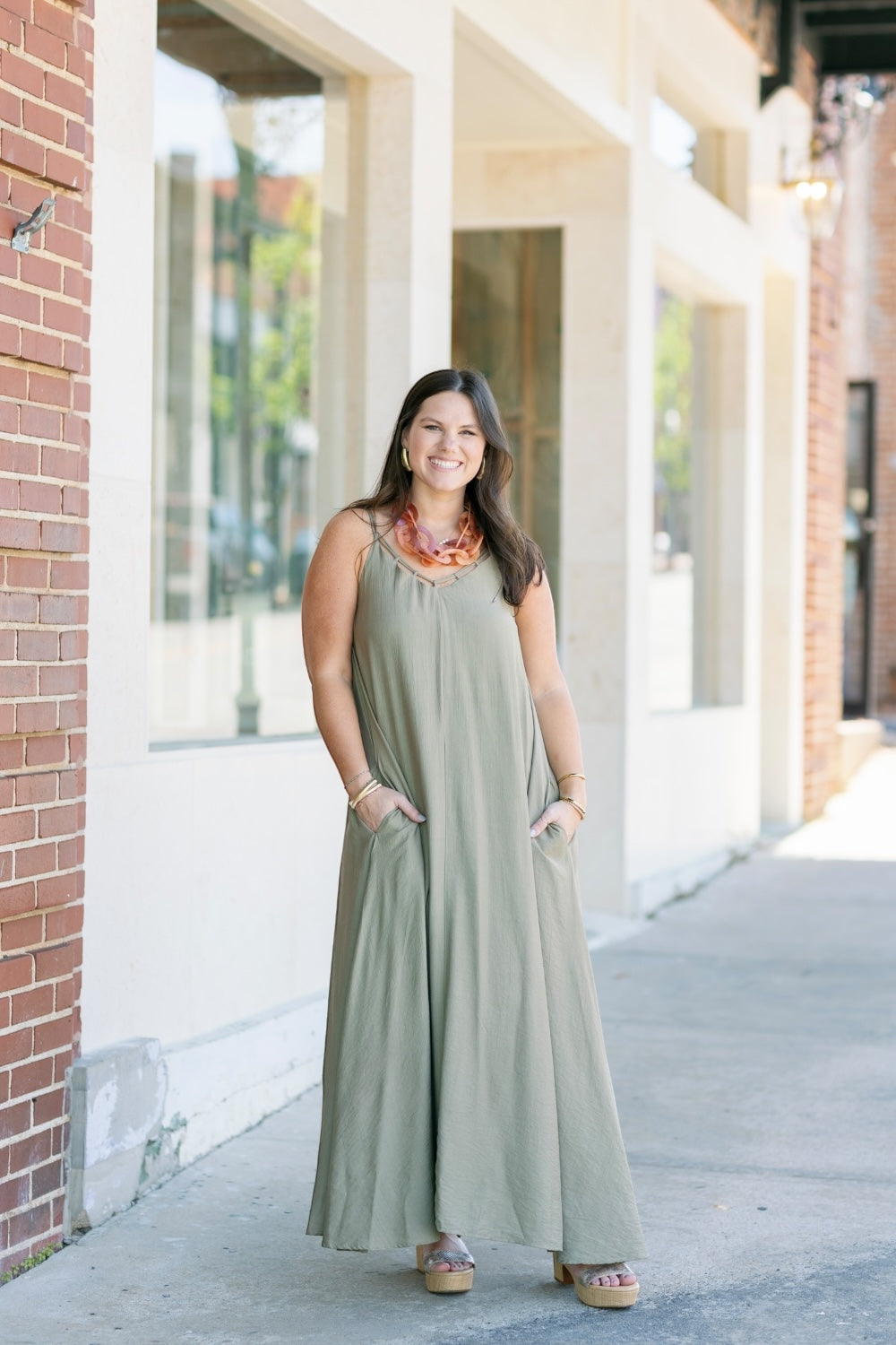Tanya Taupe Textured Woven Maxi Dress