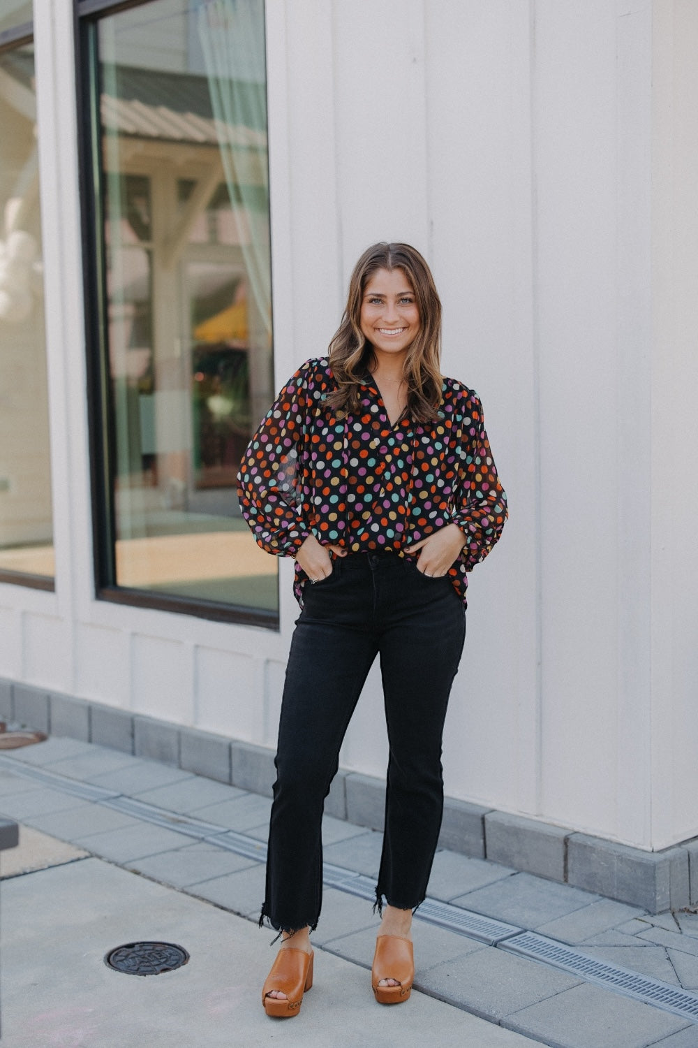 Multicolor Polka Dot Print Top