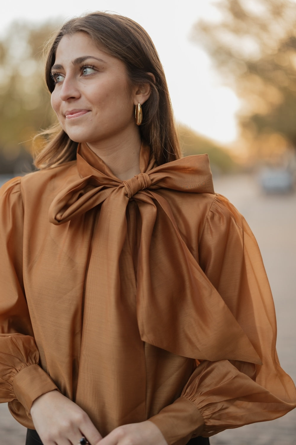Carissa Camel Organza Bow Top (S-3XL)