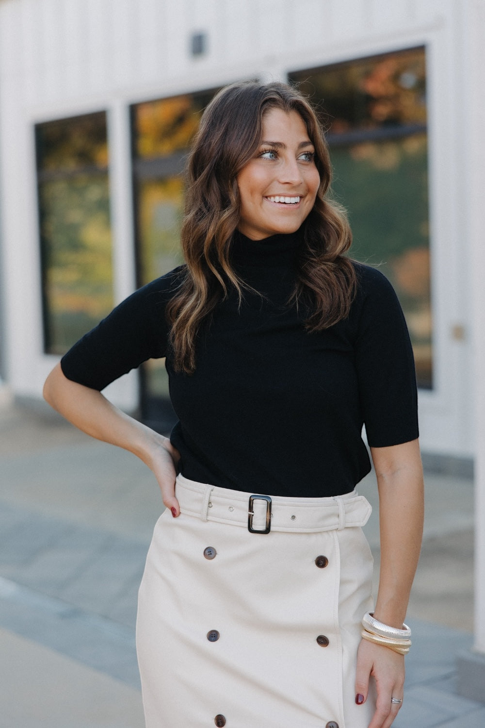 Ellis Black Short Sleeve Sweater (XS-3XL)