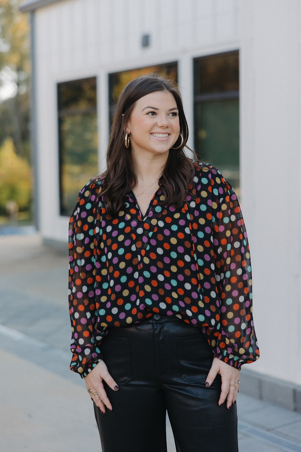 Multicolor Polka Dot Print Top