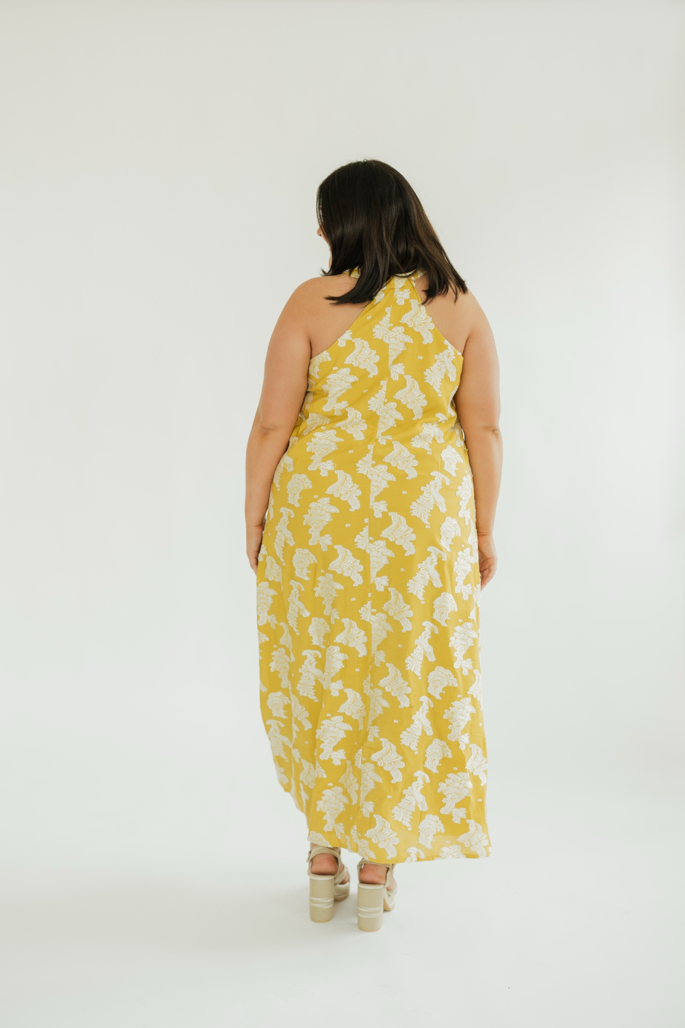 Andrea Mustard Applique Midi Dress (XS-XL)