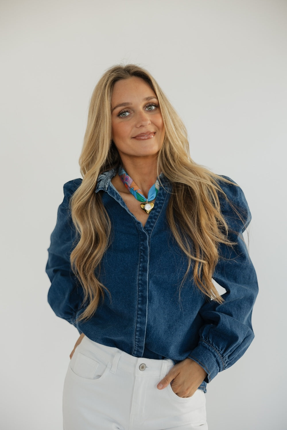Jamie Denim Button Down Top