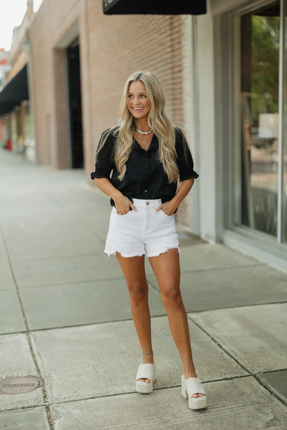 Ella Black Eyelet Summer Cotton Top