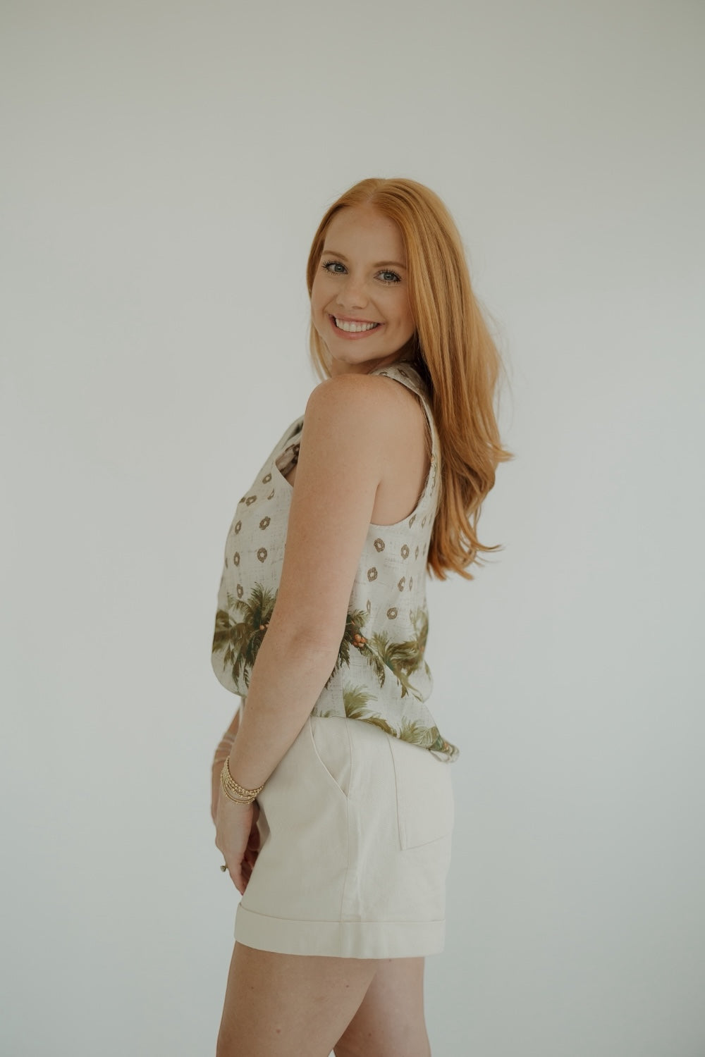 Palm Print Halter Neck Top