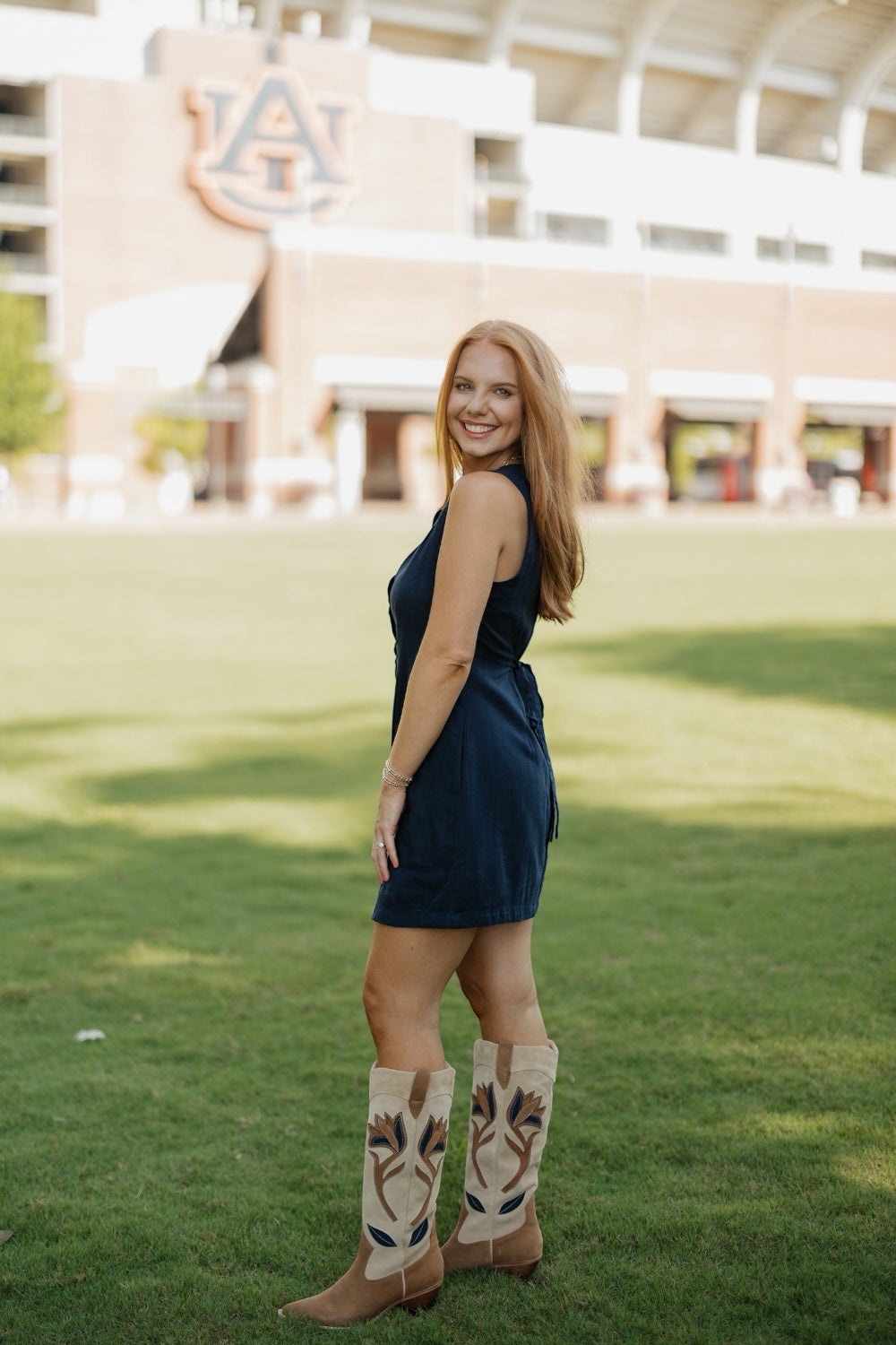 Bellie Navy Button Front Linen Dress