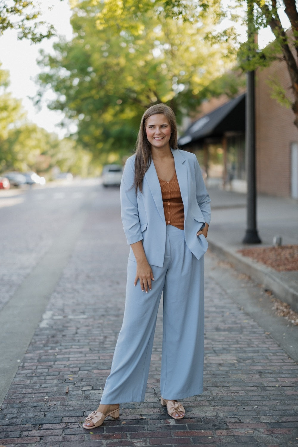 Bethany Dusty Blue Pleated Trousers (XS-3XL)