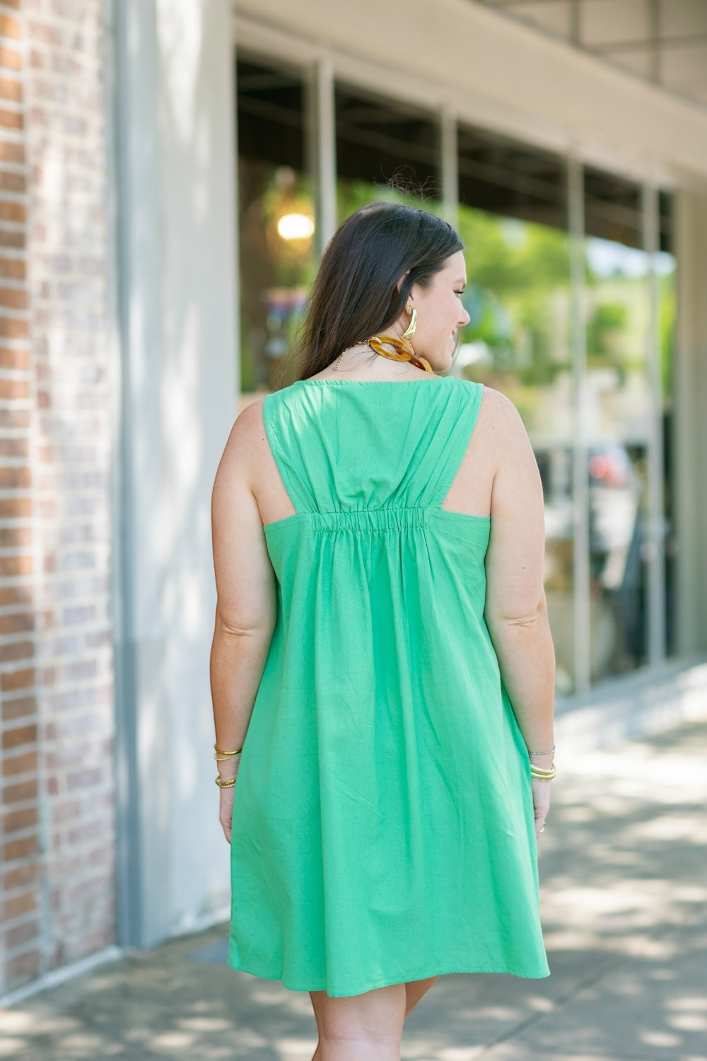 Kelly Green Cotton Dress (XS-XL)