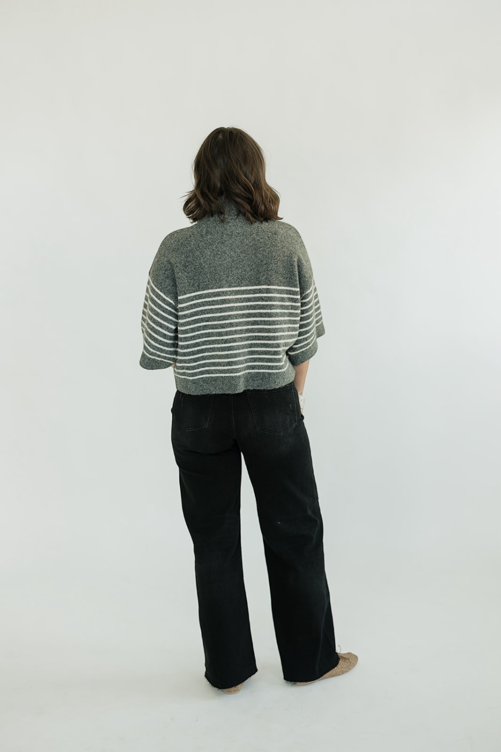 Charcoal Striped Henley Sweater (S-2XL)