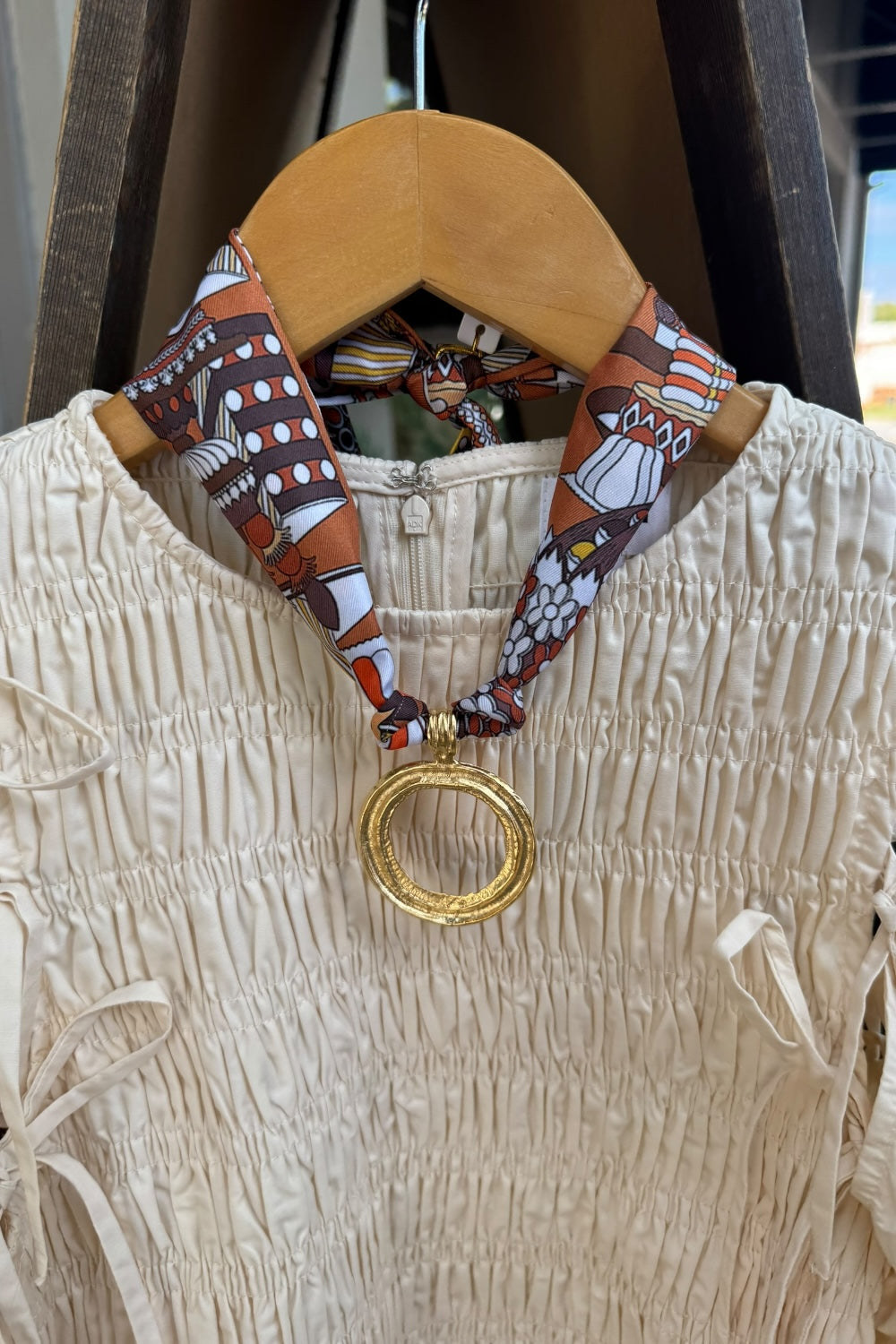 Brown & Orange Twilly Medallion Necklace