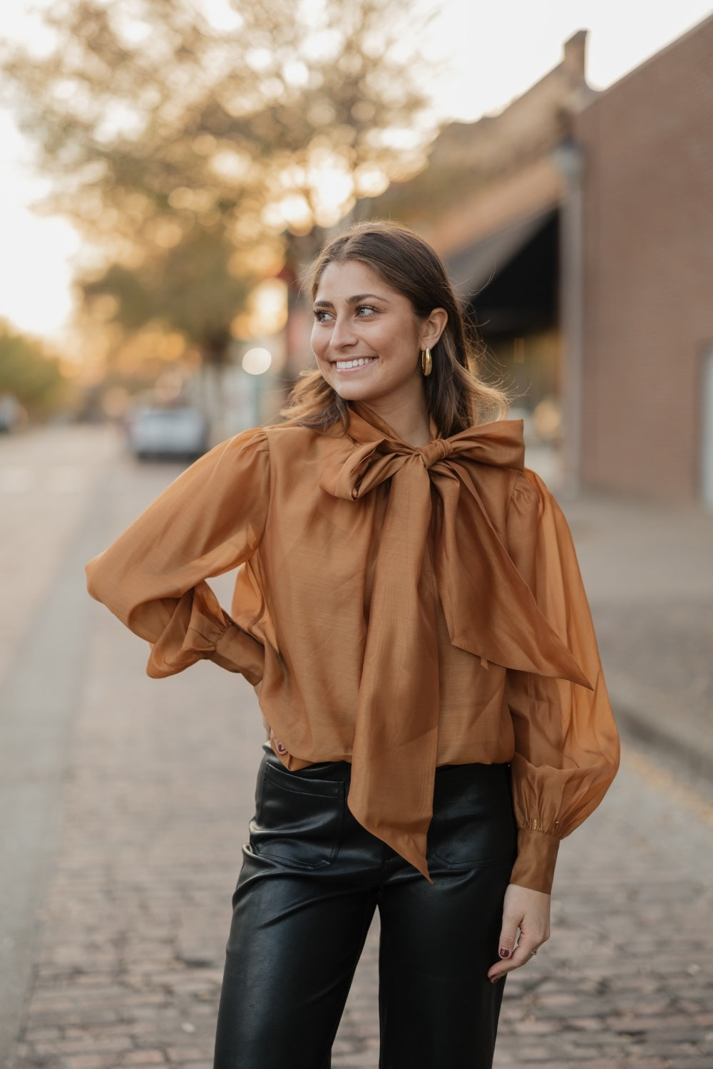 Carissa Camel Organza Bow Top (S-3XL)