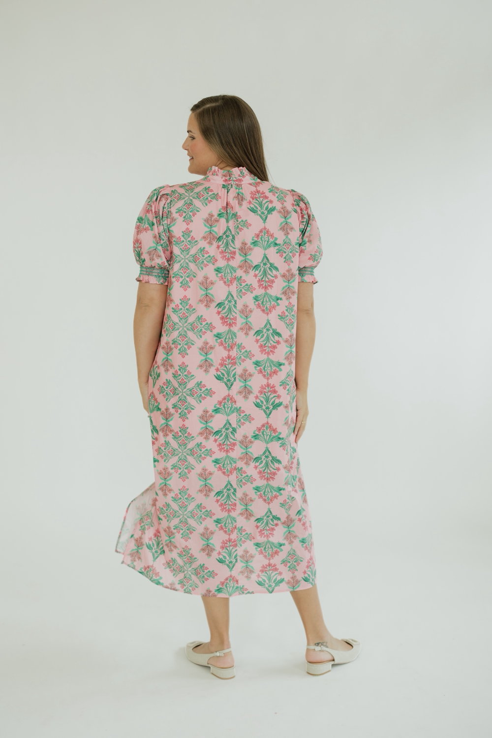 Maddie Midi Pink Floral Dress