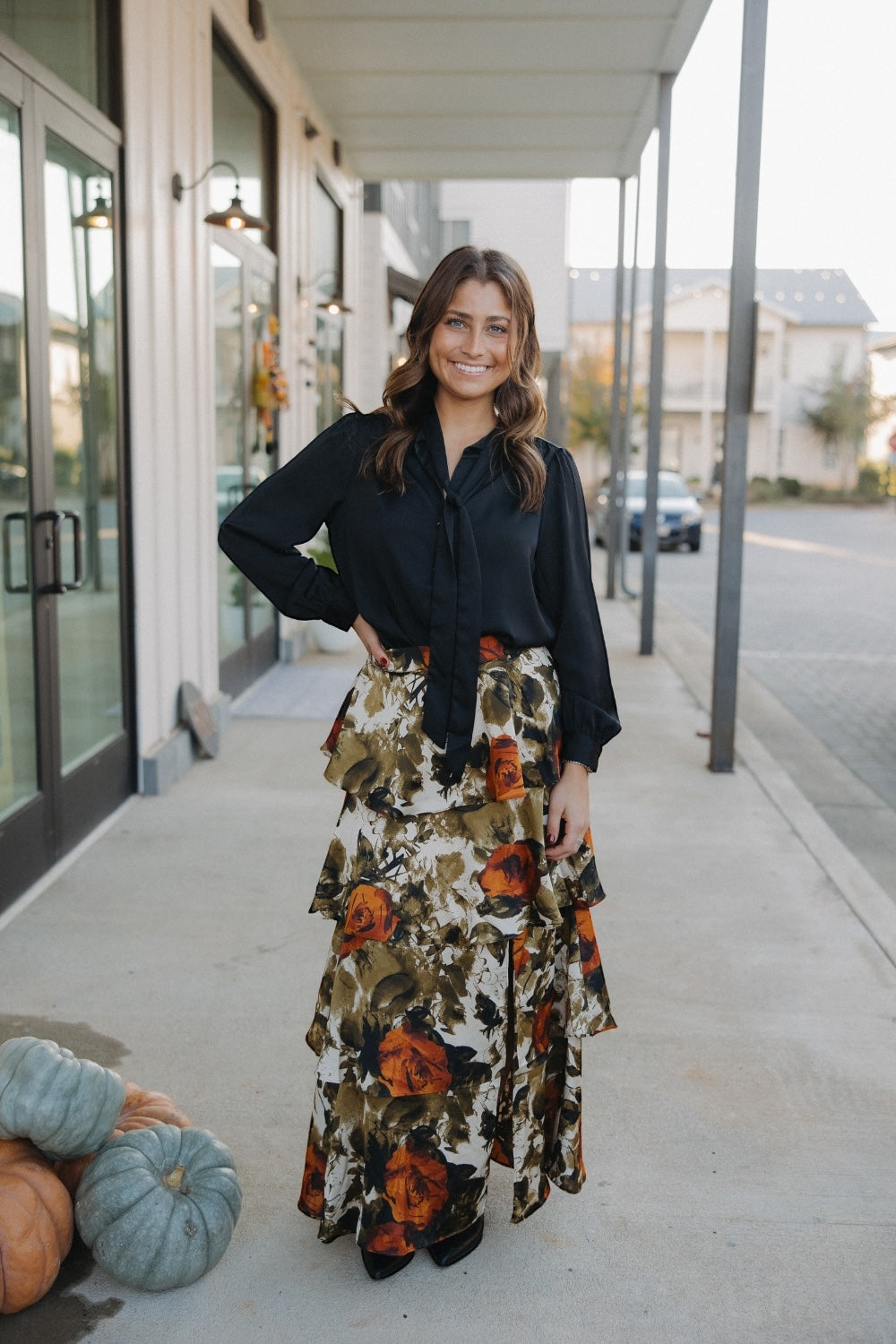 Rosie Abstract Floral Tiered Skirt (XS-3XL)