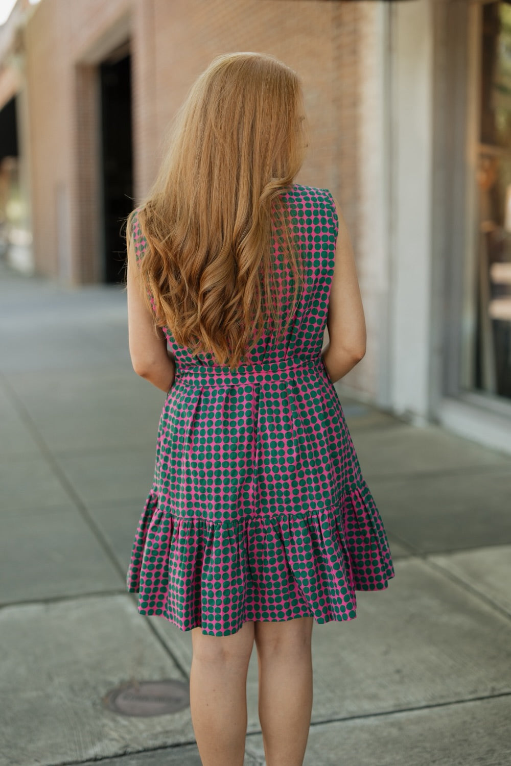 Pink Polka Dot Tiered MIni Dress