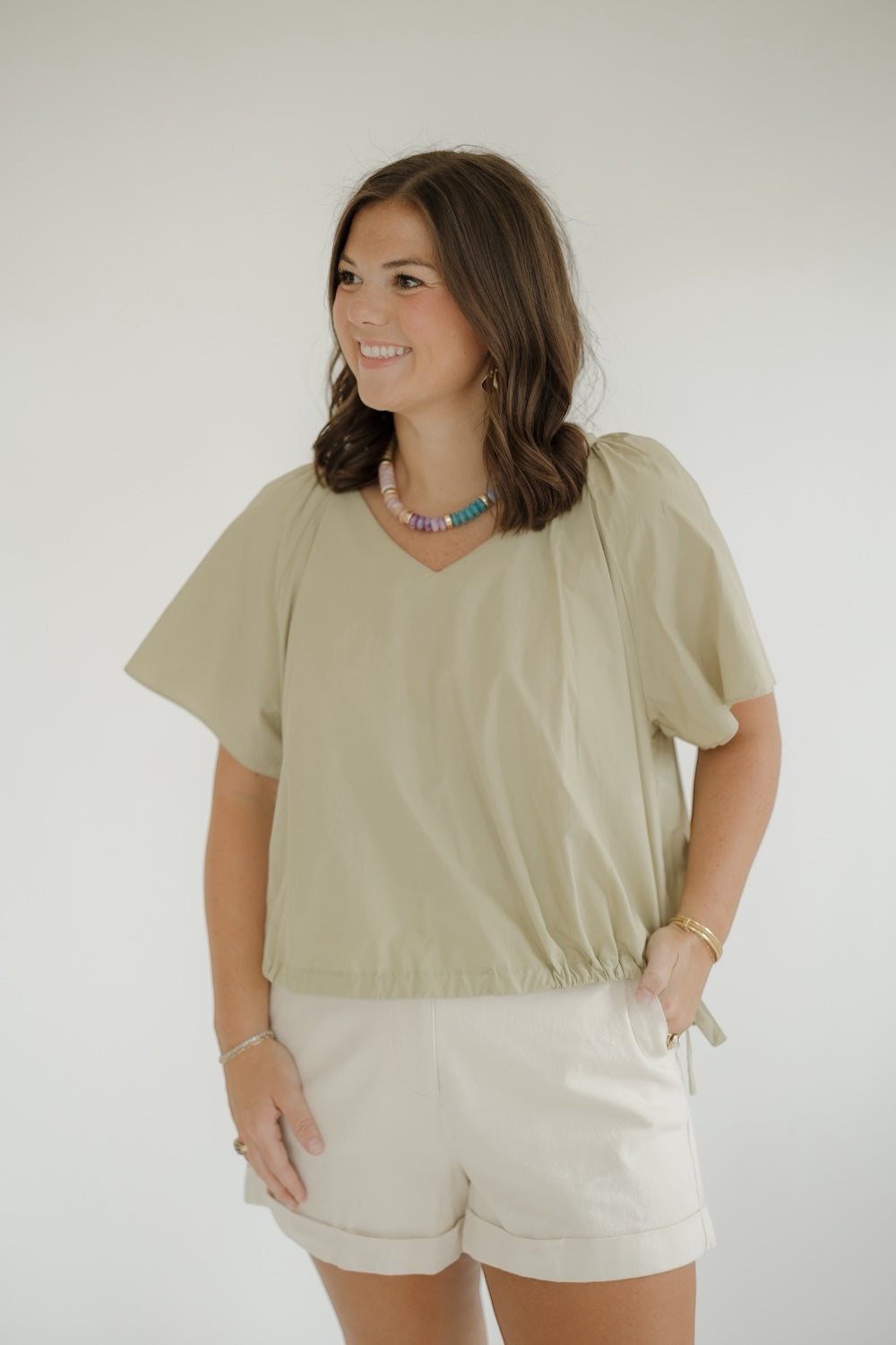 Pistachio Side Ribbon Tie Top