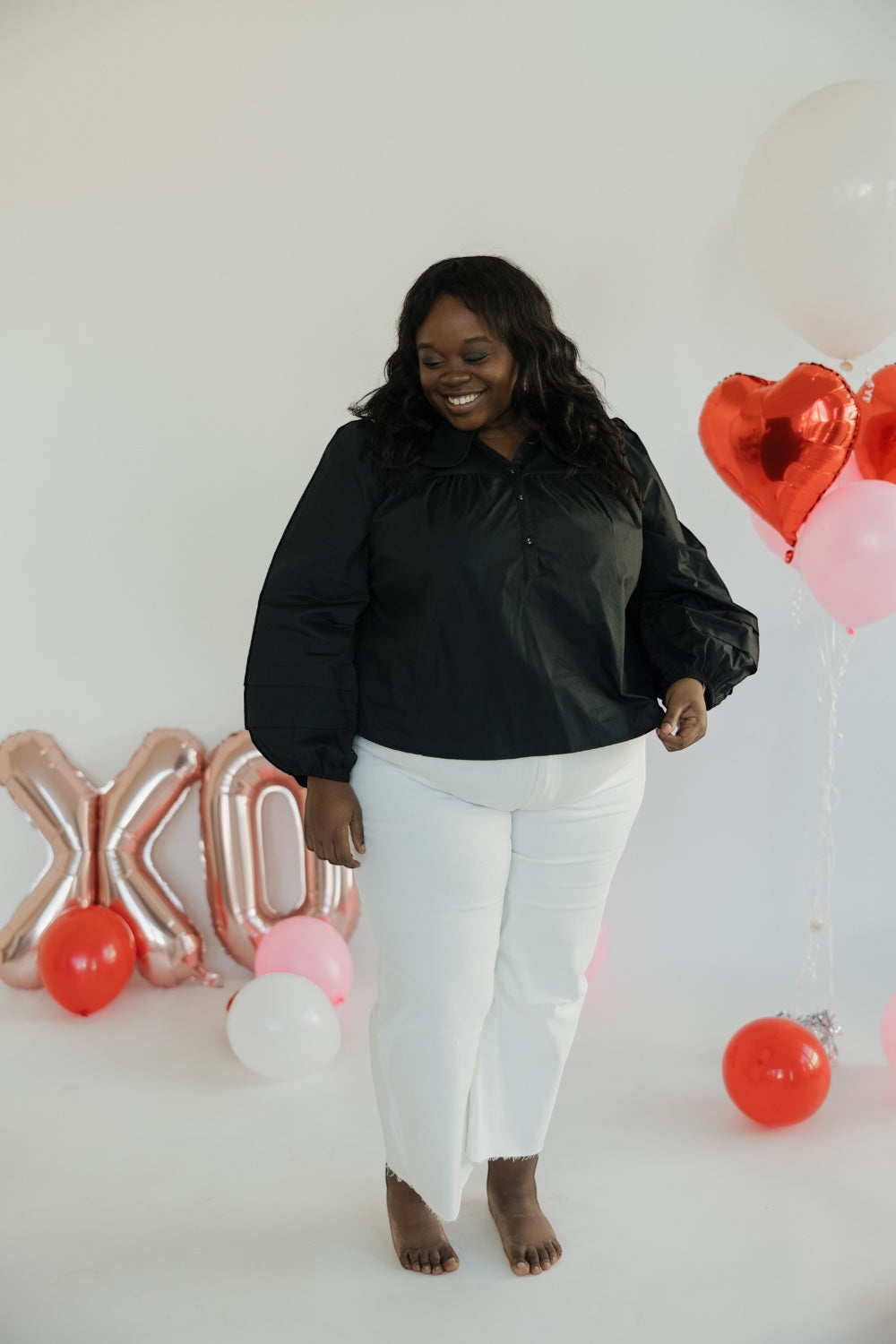 Ella Oversized Collar Button Top (S-3XL)