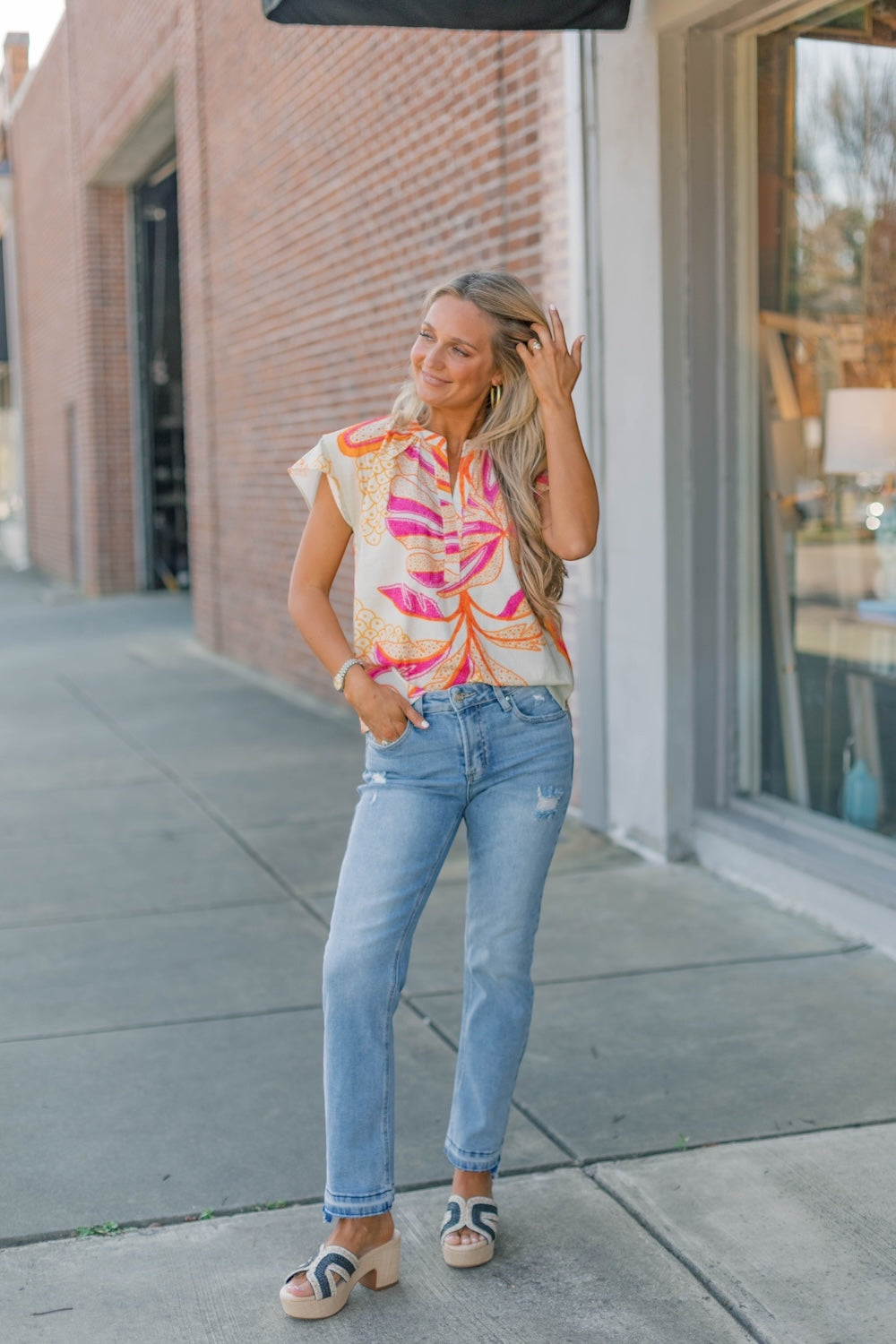 Joy Outline Palms Top by Maude