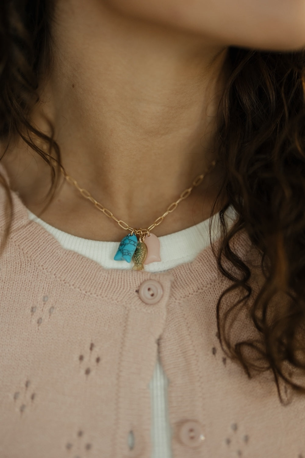 3 Fish Charm Necklace