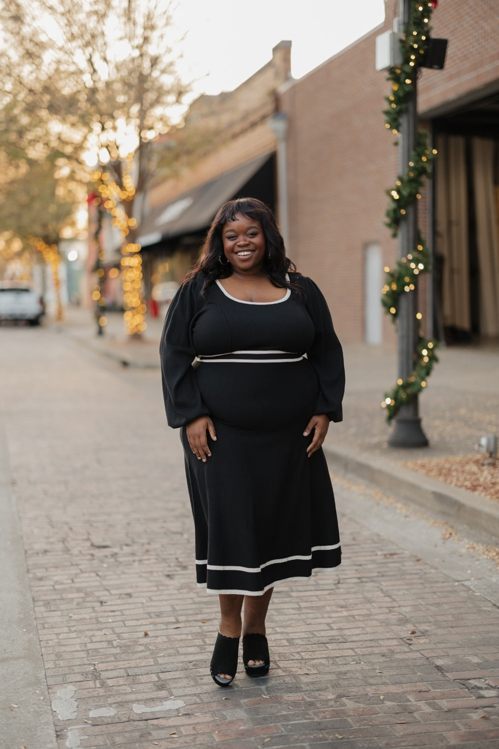 Mayci Black Knit Midi Dress