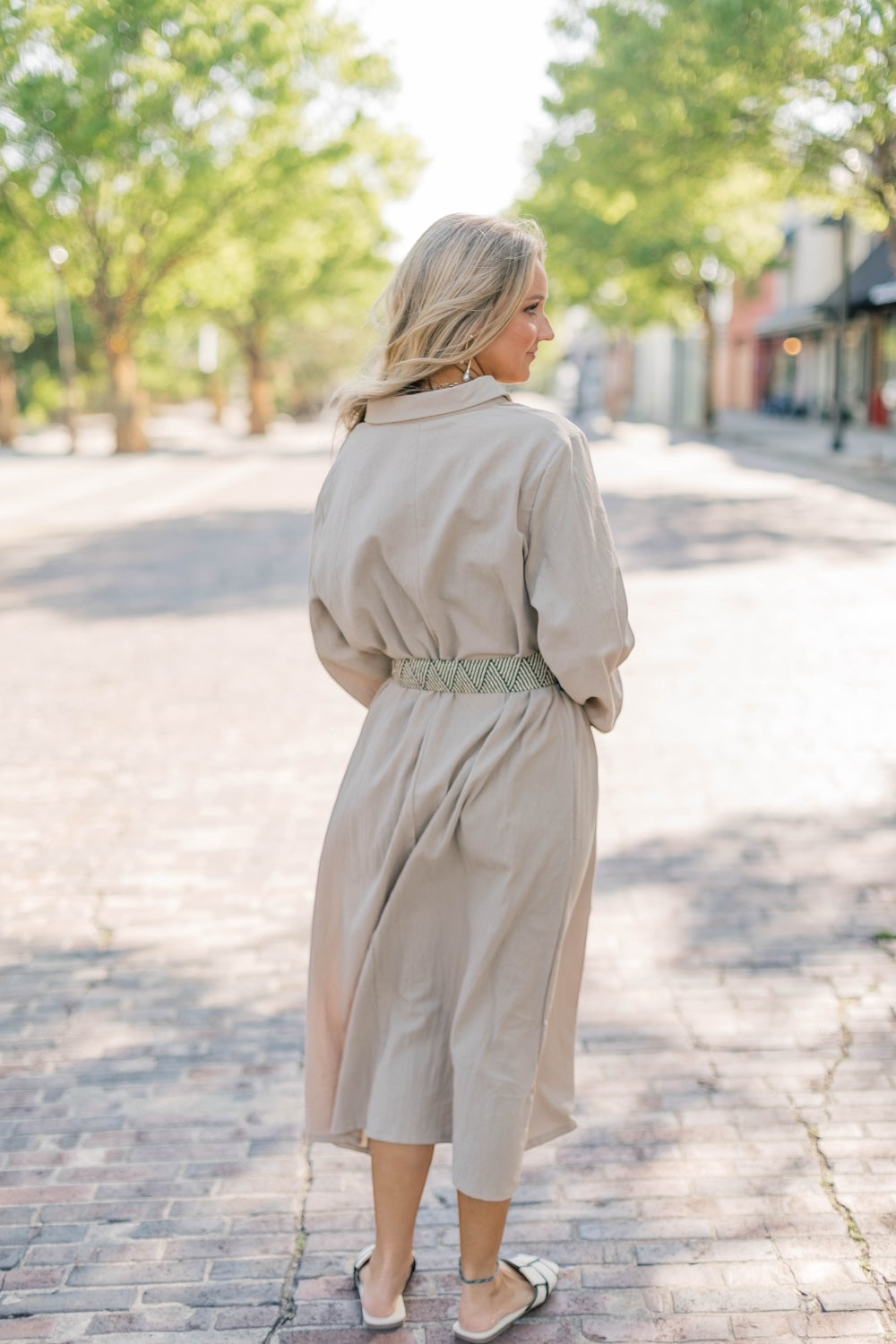 Kelly Khaki Linen Midi Dress (S-3XL)