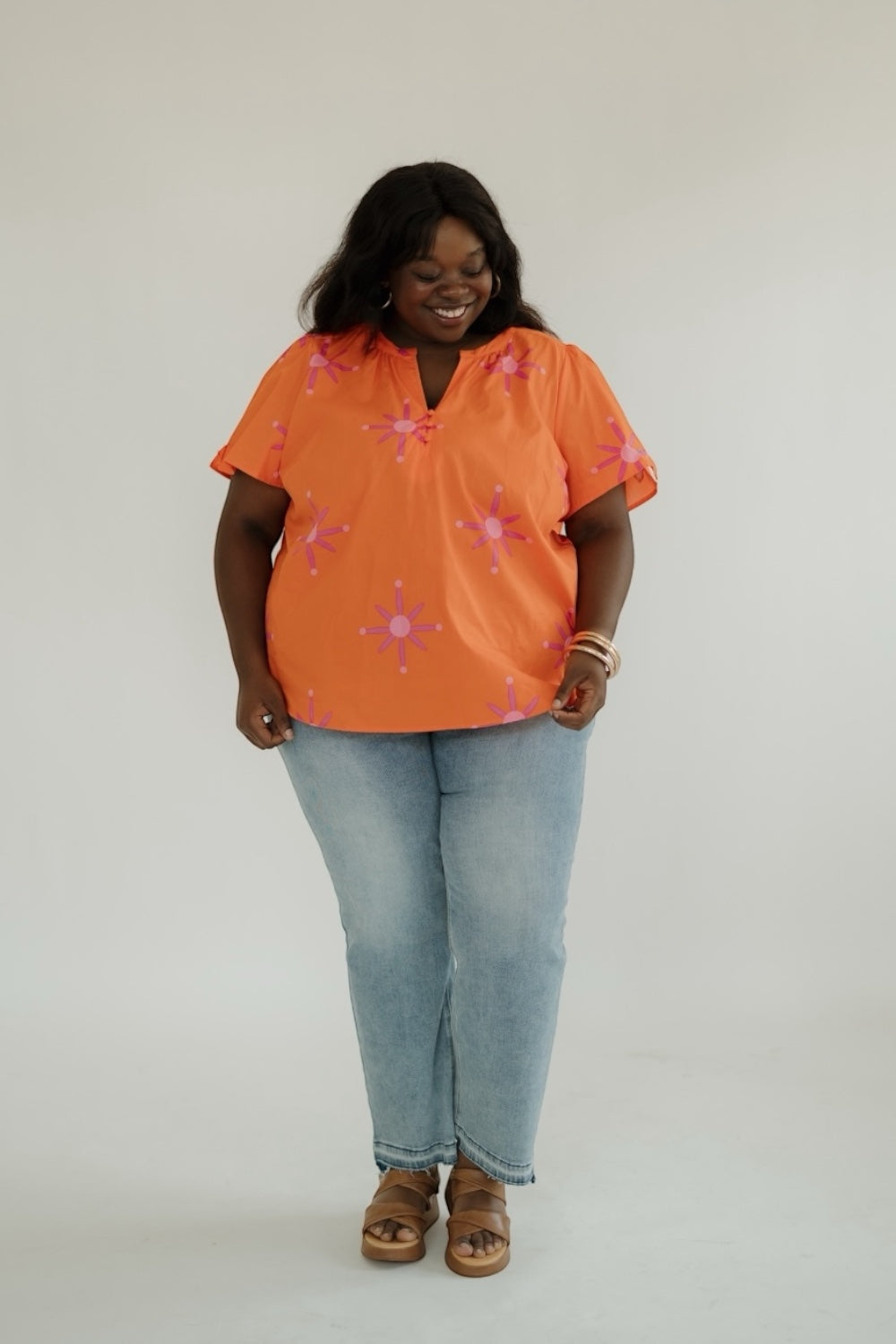 Karani Orange Starburst Top