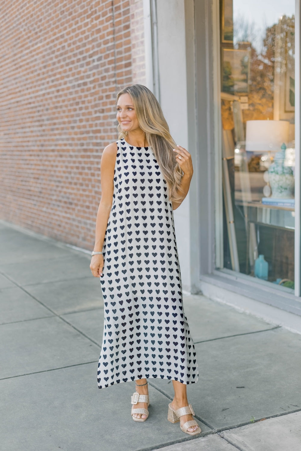 Heart Print Midi Dress
