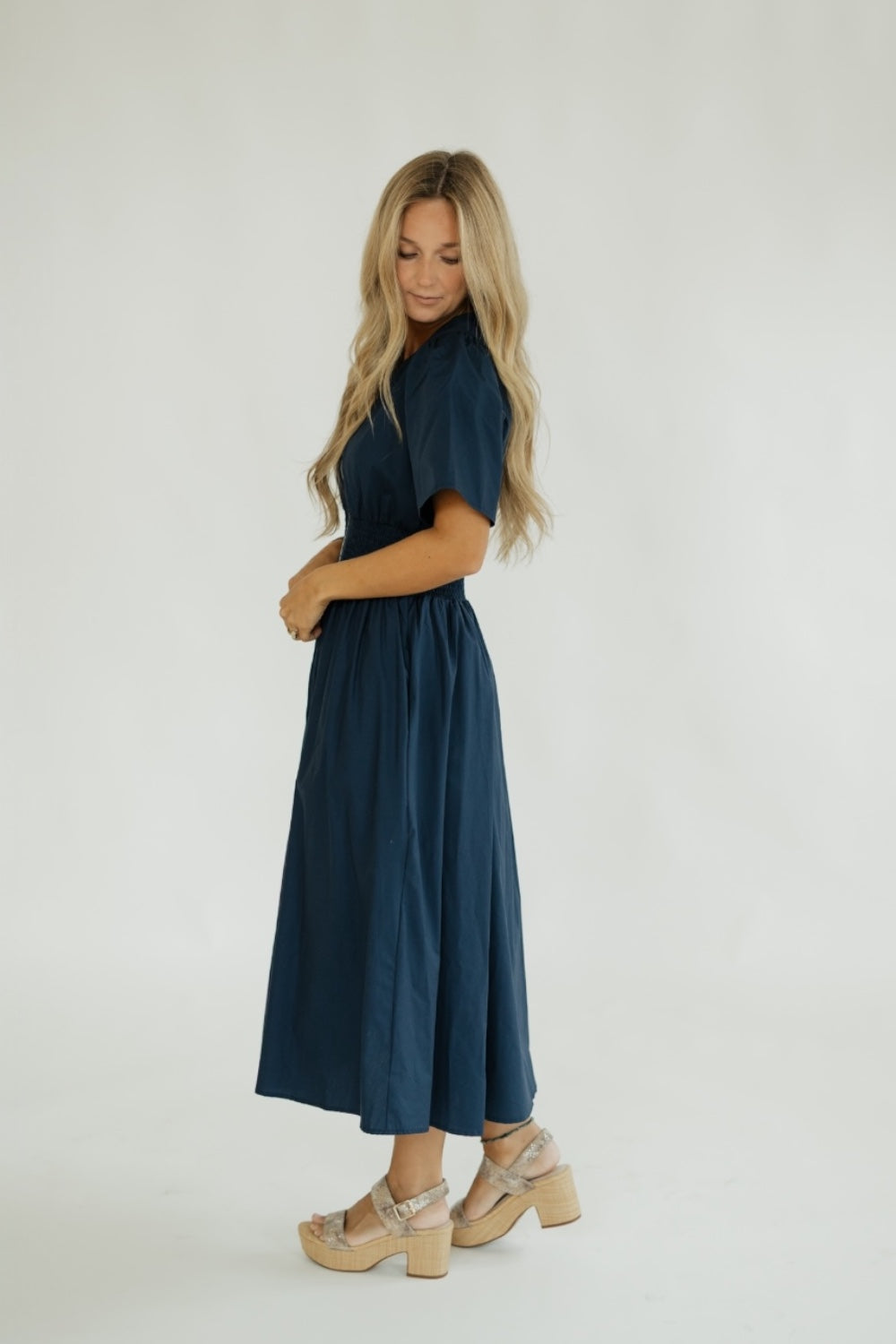 Denise Navy Zip Front Dress