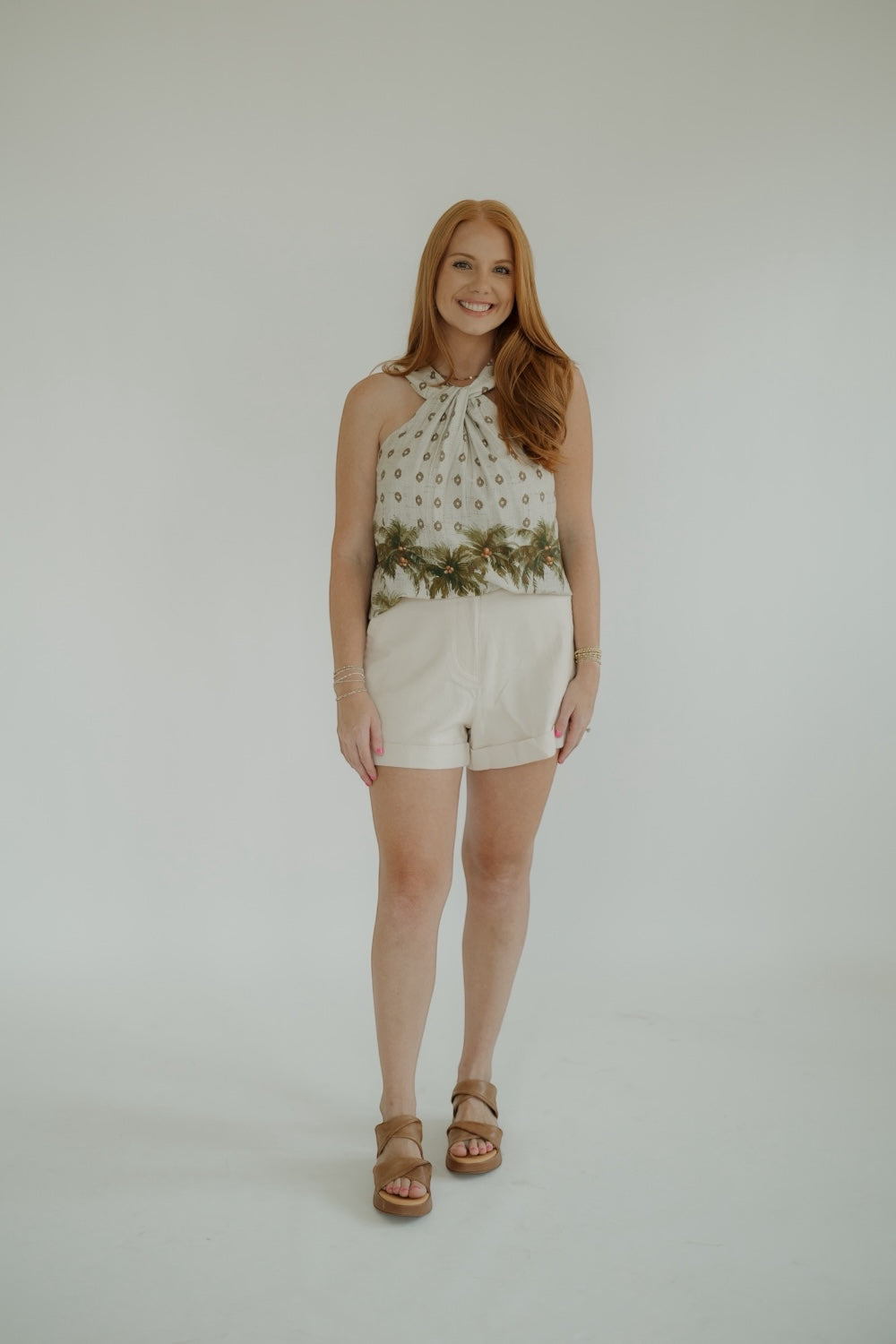 Palm Print Halter Neck Top