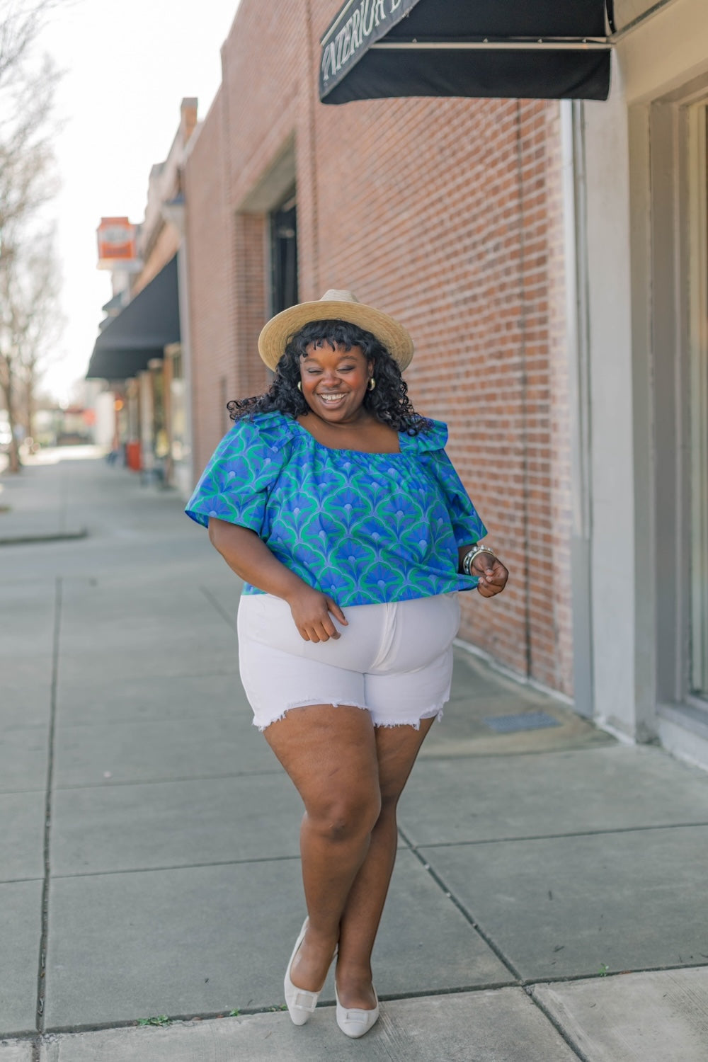 Sera Floral Poplin Ruffle Top