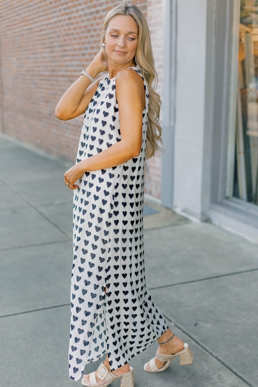 Heart Print Midi Dress
