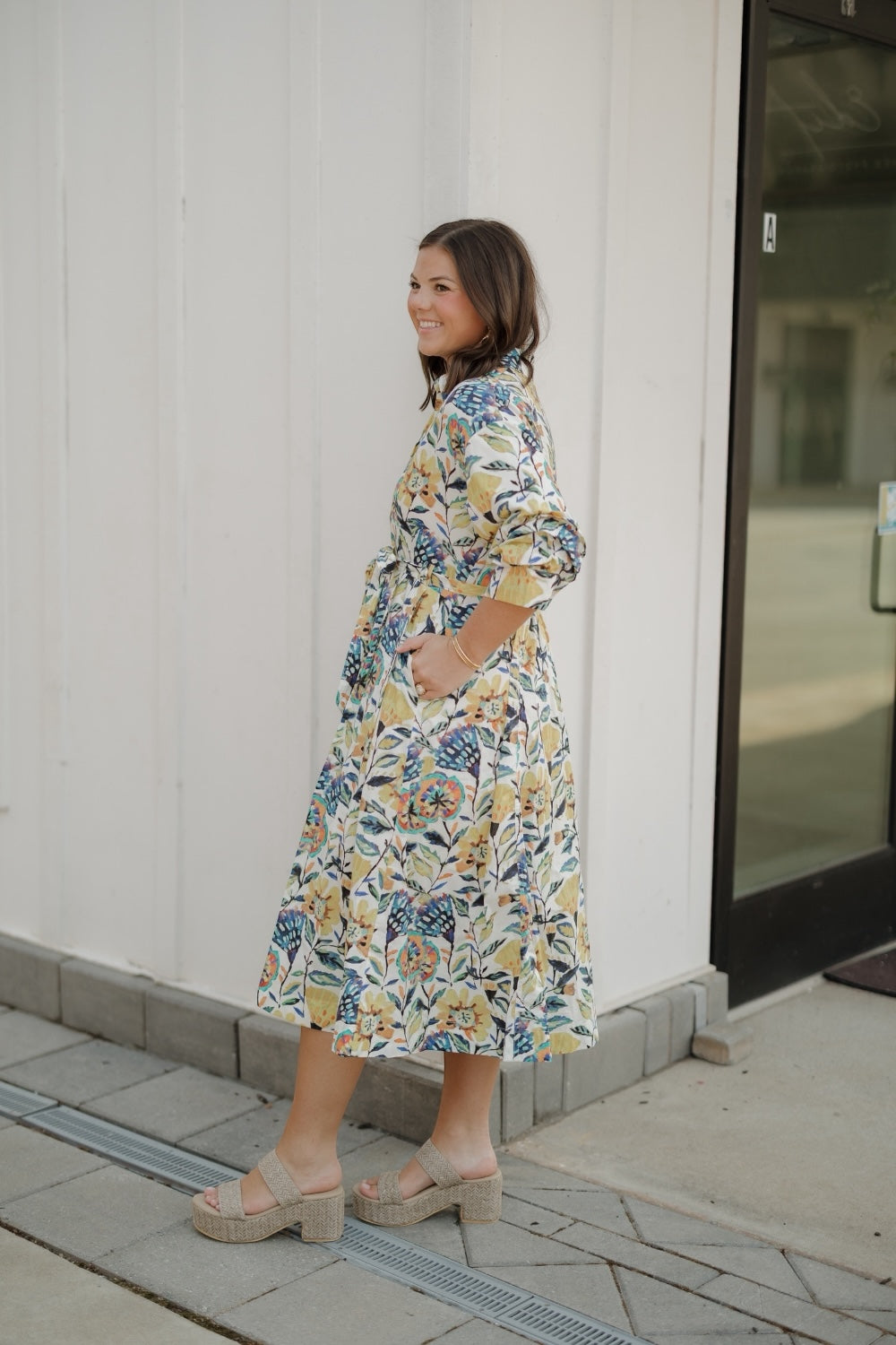 Maya Floral Button Down Midi Dress
