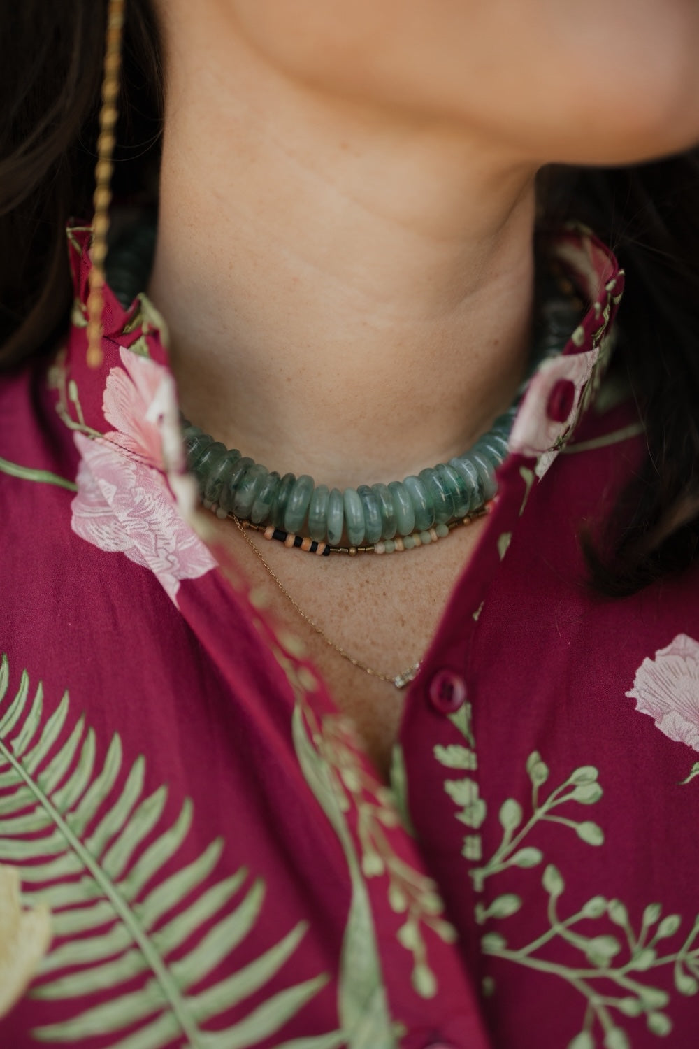 Teal Disk Bead Necklace