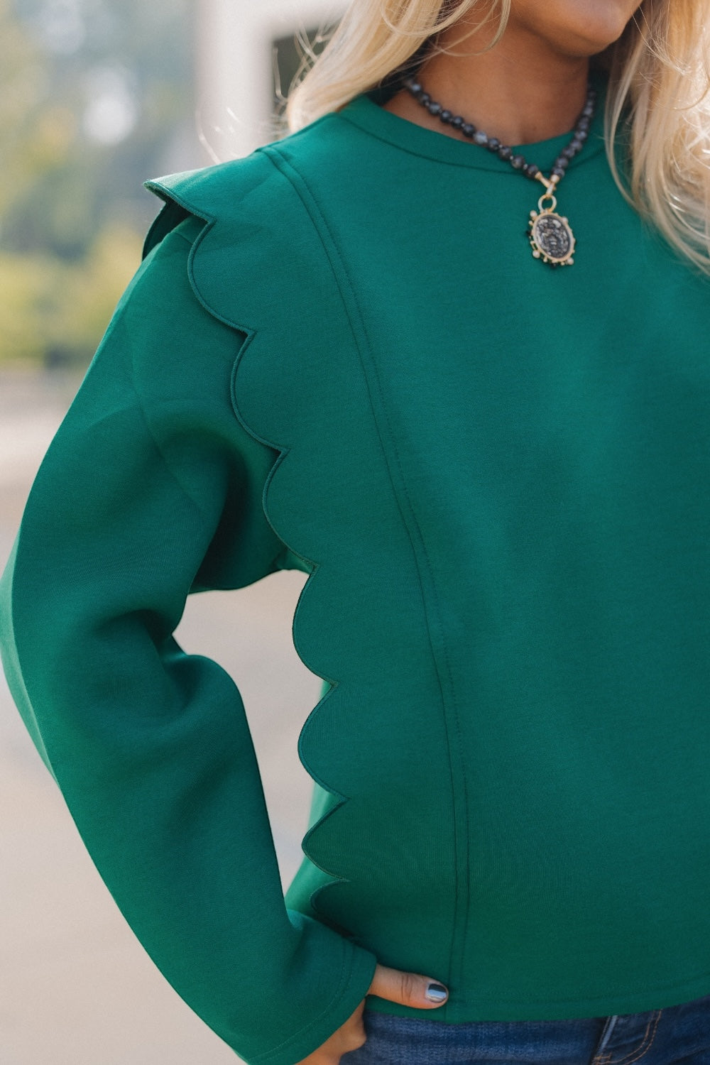 Green Wave Detail Sweatshirt