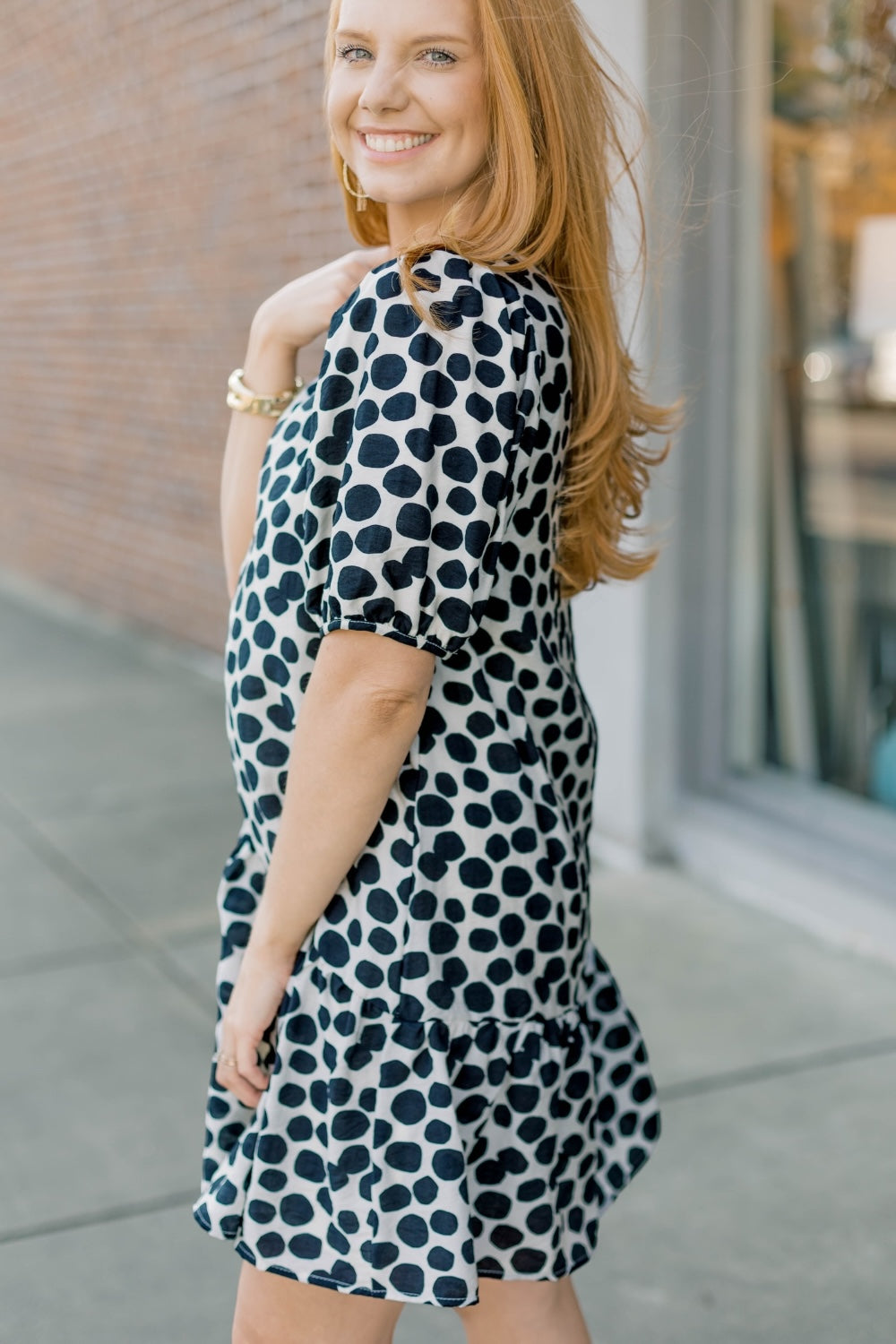 Penny Polka Dot Ruffle Bottom Dress