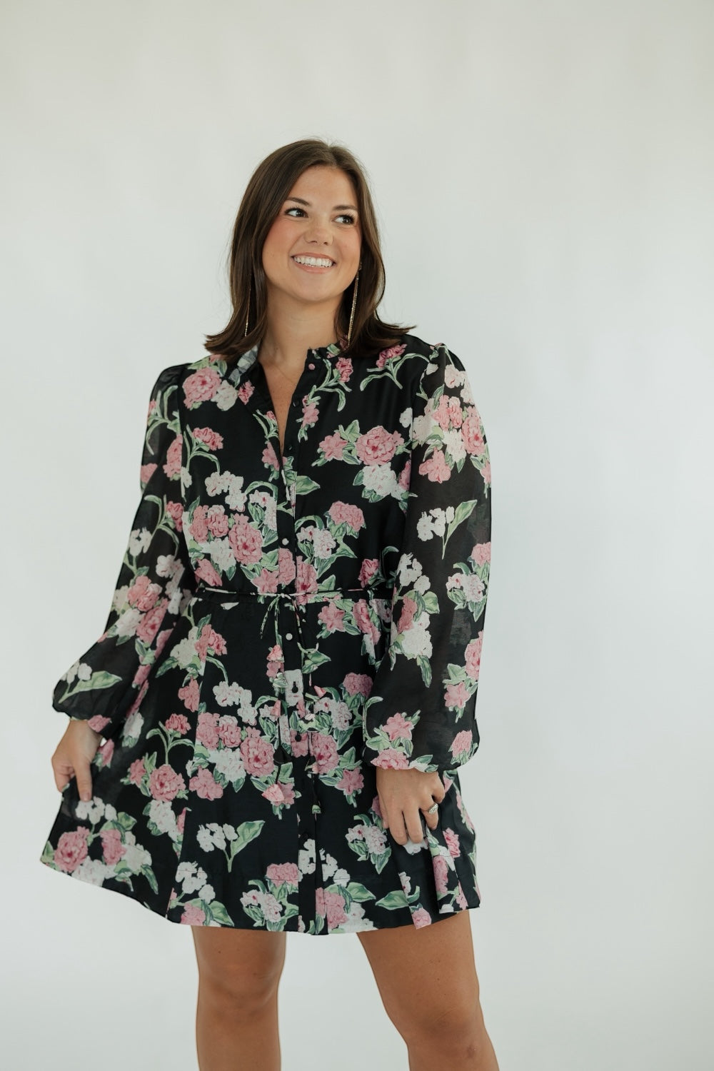 Nina Black Floral Mini Dress