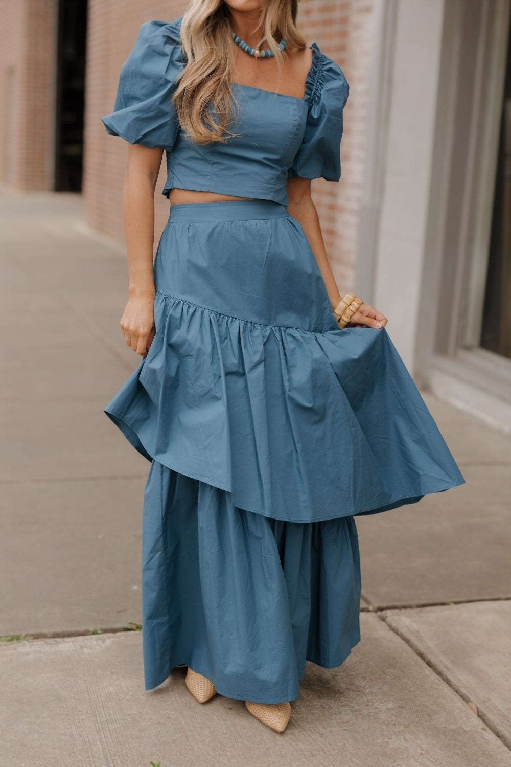 Debbie Deep Teal Poplin Skirt
