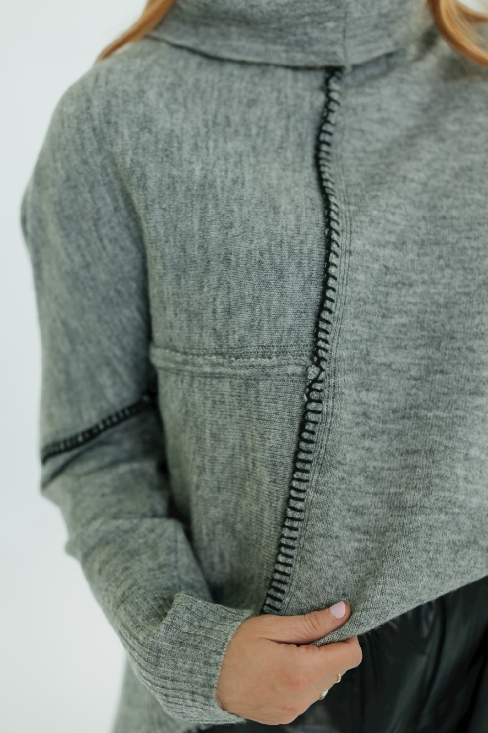 Heather Grey Asymmetrical Hem Sweater
