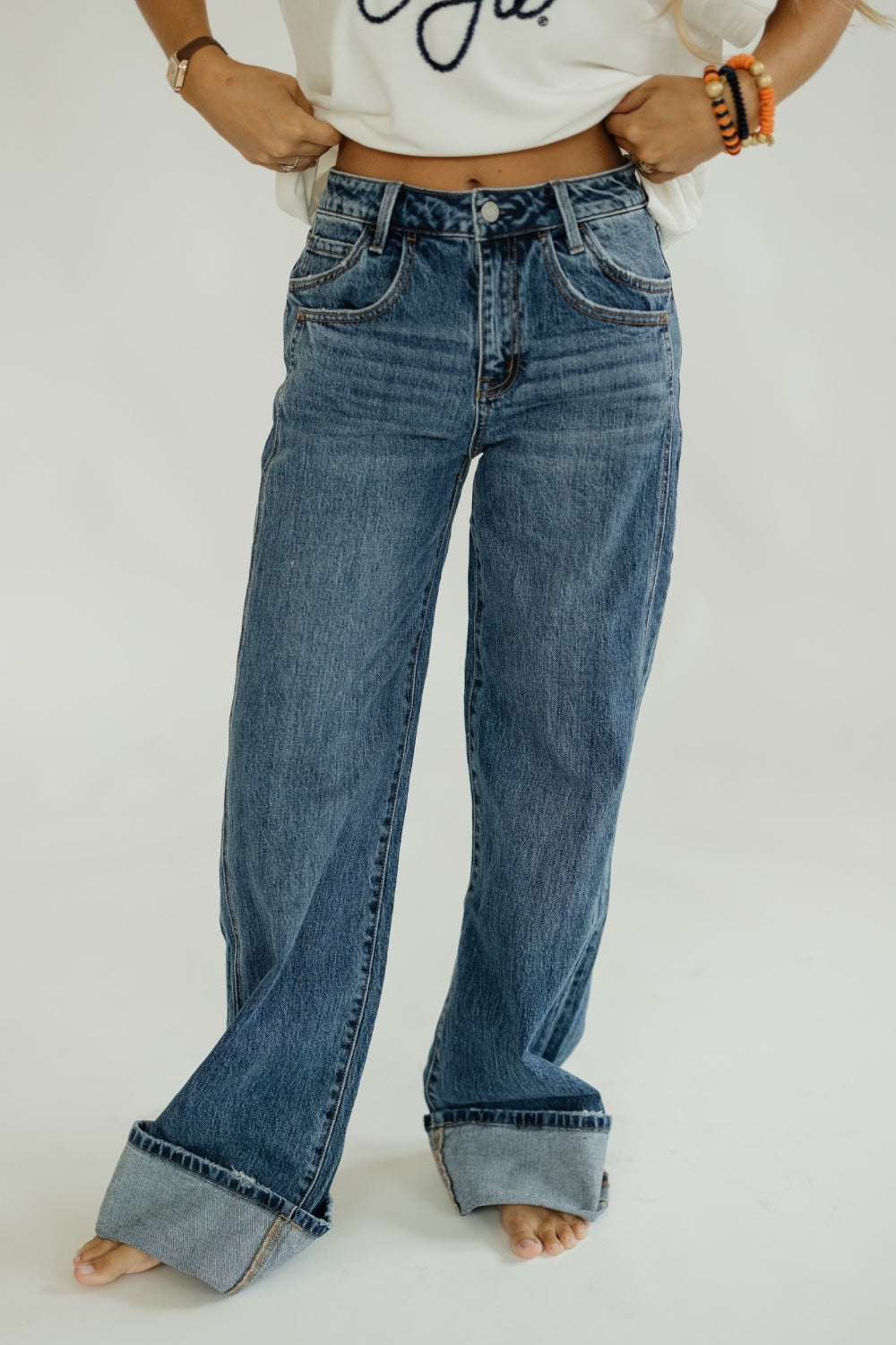 High Rise Cuffed Baggy Jean