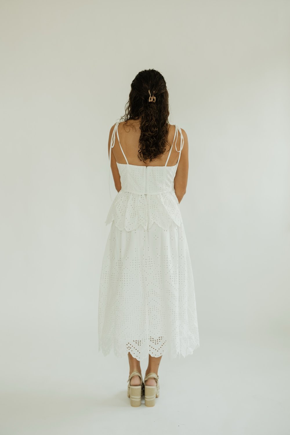 Sally White Eyelet Midi Skirt
